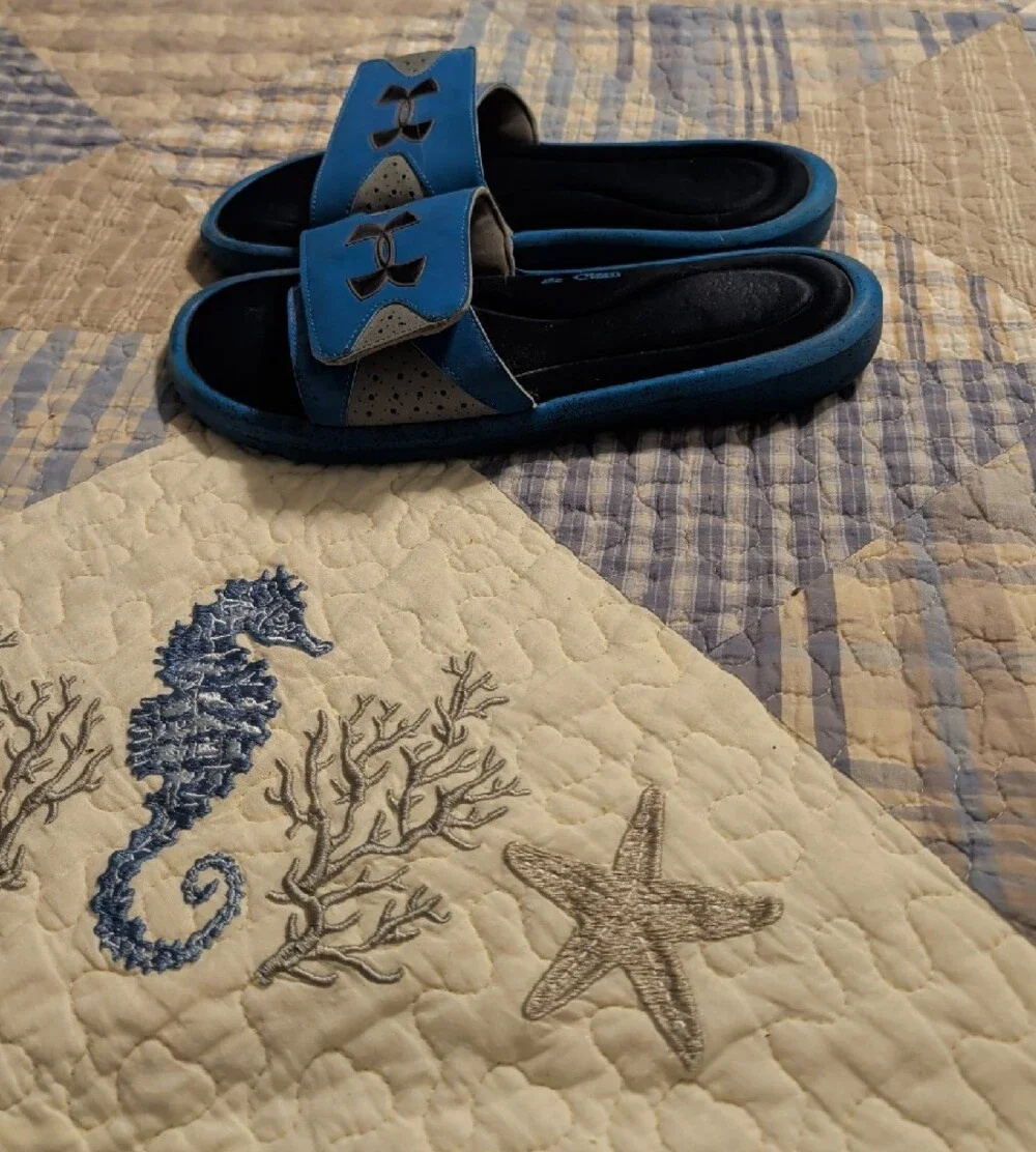 Under Armour Mens Blue and Black Adjustable Slide Sandals